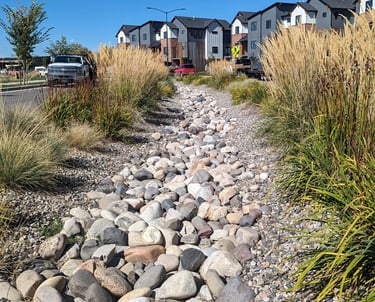 a gravel path with a gravel path and a gravel path