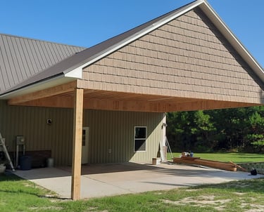 a covered patio with a covered patio area