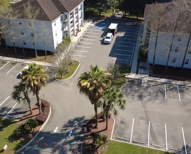 Fresh line striping by Red Hills Asphalt — Tallahassee, FL