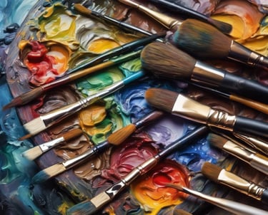 assorted-color paintbrushes