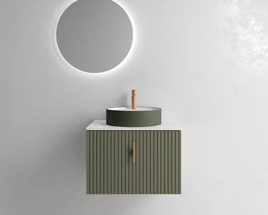 Fluted wall hung bathroom vanity