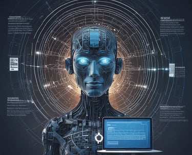 A digital illustration featuring a smartphone floating above a hexagonal platform, with gears and digital elements surrounding it. The screen displays a chatbot interface with various colored speech bubbles. The background is a solid light blue, emphasizing the technological theme. The text 'chatGPT' is displayed in 3D lettering on the right side.