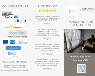 Brochure massothérapie en entreprise KT Massothérapie 1