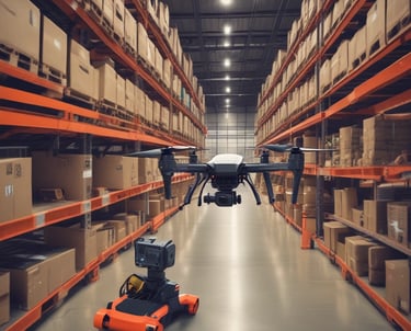 A collection of aerial drone equipment is neatly arranged on a white surface. This includes two drones with propellers, a remote control, multiple batteries, a camera, a set of propeller blades, charging cables, and a tripod. The items are predominantly gray and black, giving a sleek, professional appearance.