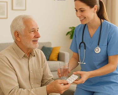  الرعاية التمريضية المنزلية نقدّم خدمات تمريض متكاملة تشمل إعطاء الحقن، تركيب المحاليل، قياس الضغط و