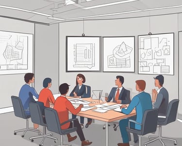 A professional consultant reviewing engineering documents.