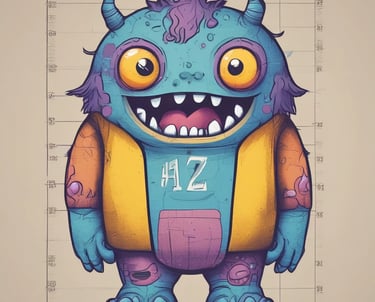  tabla de tallas siendo mostrada por un monstruo kawaii y genial
