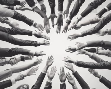 Diverse professionals collaborating in a modern office environment.