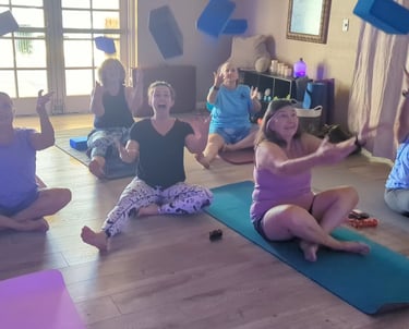 yoga class fun sip stretch party