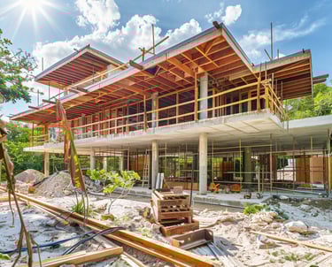 Construcción ecológica en zona residencial en la Riviera Maya