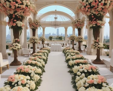 The entrance of Claridge's hotel with a doorman standing near the door. A vibrant red sports car is parked on the street in front of the hotel. The exterior features elegant wrought iron details and tall potted plants with a canopy above the entrance.