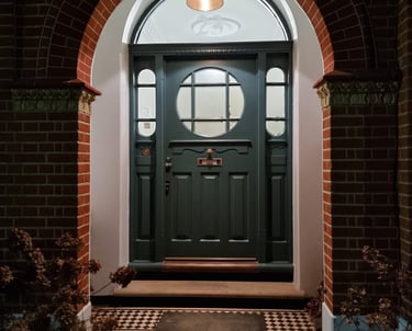 Exterior painting of period front door in Balham, completed by Pure Perfection London.