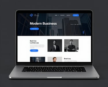 A clean business website displayed on a desktop and mobile device, showing responsive design.