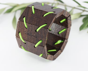 wooden bracelet made from dark wenge wood