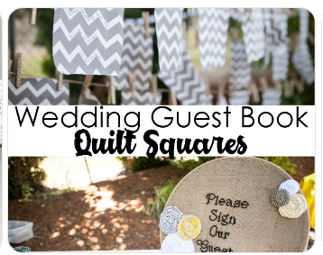 Signed fabric squares arranged for a wedding signature quilt guest book