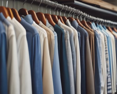 A close-up of formal pants in rich fabric under warm lighting.