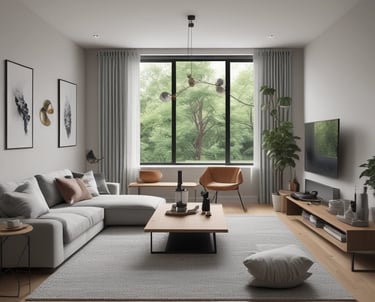 A modern living room after a creative renovation.