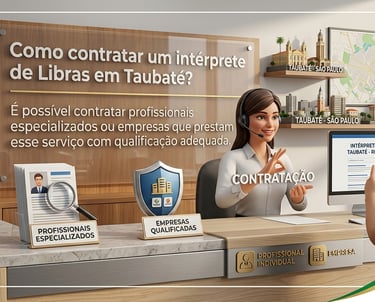 Balcão de atendimento "Como contratar um intérprete de Libras em Taubaté?"