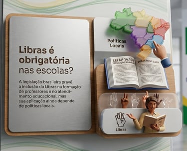 Painel explicativo 3D com o mapa do Brasil e abaixo um livro mostrando a Lei 14191 