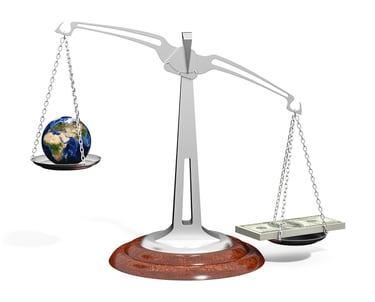 scales with money outweighing the earth