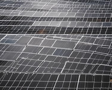 A person is using a screwdriver to adjust something on a wooden surface. Next to them is a solar charge controller labeled 'Newpowa' with details about its power specifications. The scene is bright, with natural light illuminating the area and surrounding greenery visible.