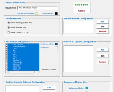 BMS (Building Management System) IO list automation tool.. BMS IO Summary, BMS IO points
