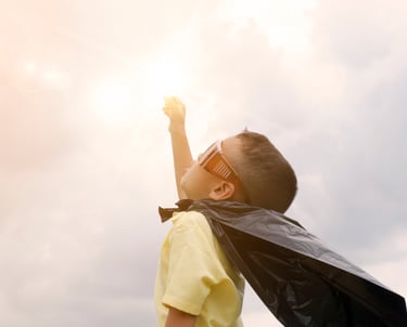 Photo of a kid superhero