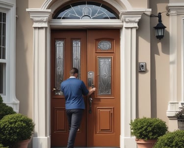 A locksmith working on a car lock.