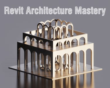 3D model of interconnected arches created in Revit, from the Revit Architecture Mastery course.