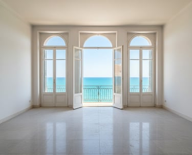 a room with a view of the ocean