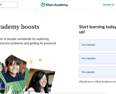 Khan Academy Python fundamentals course page showing beginner programming lessons and exercises for learning Python basics