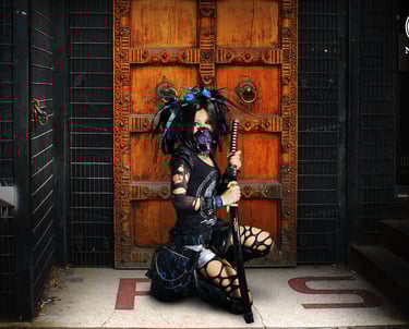 japanese cyberpunk handmade wardrobe photoshoot