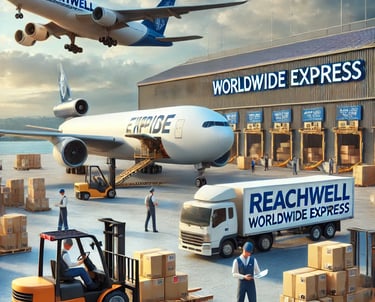 a group of people standing around a large building