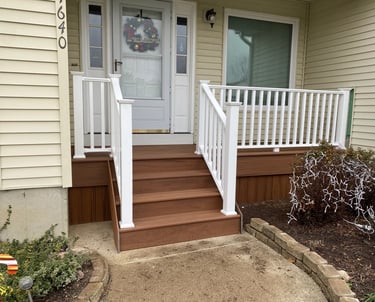 composite deck with pvc railings by paramount exterior llc