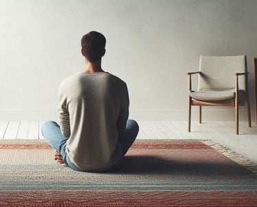 A person sitting down to practice meditation