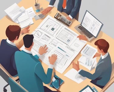 Close-up of hands analyzing charts and graphs on a laptop screen.