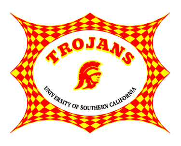 University of Southern California USC Trojans logo with a red and yellow checkered border.