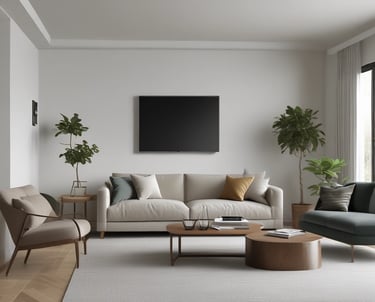 A cozy living room with warm lighting and comfortable seating, inviting a sense of calm and community.