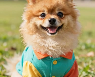 perrito colorido en el parque