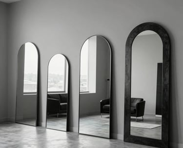 Série de miroirs sur mesure en forme d'arches de différentes tailles.