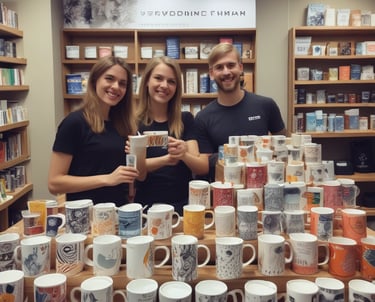 Wide shot of a busy industrial printing facility with multiple machines running simultaneously.