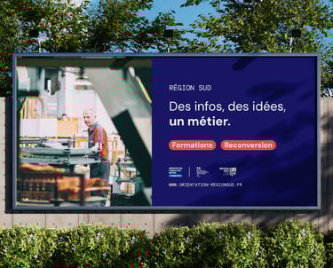 Déclinaison de l'identité visuelle du portail orientation, formation, métiers de la région sud par Tuuk studio