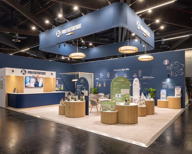 Création et modélisation 3D du stand Interzoo de la marque Sopral, spécialisé en nourriture pour animaux par Tuuk studio