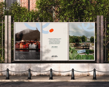 Déclinaison de l'identité visuelle d'envol espace, leader du voyage scolaire par Tuuk studio