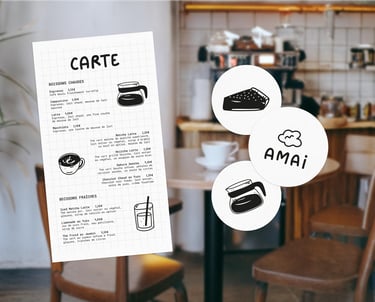 Déclinaison de l'identité visuelle Amai, café aux inspirations japonaises par Tuuk studio