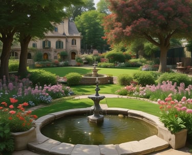Elegant wooden garden gazebo with a shingled roof on a stone patio surrounded by lush green trees.