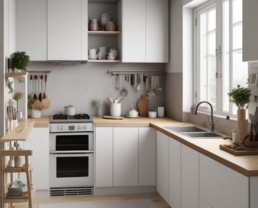 Before and after images of a living room renovation showing a modern, bright, and spacious design.