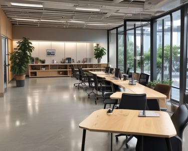 Side-by-side photos of a kitchen before and after renovation featuring clean lines and neutral tones.