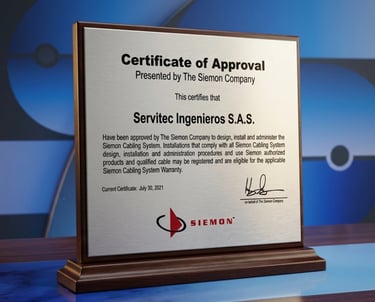 Certificación Siemon para diseño e instalación de cableado estructurado