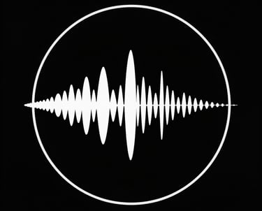 A sleek, minimalistic soundwave graphic in black and white representing premium music.